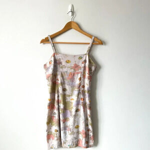 Urban Outfitters Floral Satin Slip Mini Dress Cutout Back Size  Large